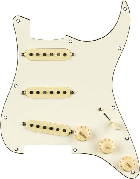 Pre-Wired Strat Pickguard Pure Vintage '59 with RWRP Middle Parchment 11 Hole PG