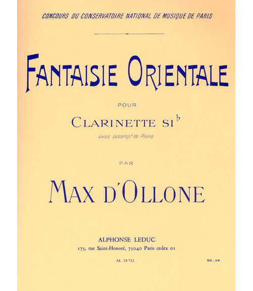 Leduc OLLONE MAX (D') - FANTAISIE ORIENTALE - CLARINETTE ET PIANO