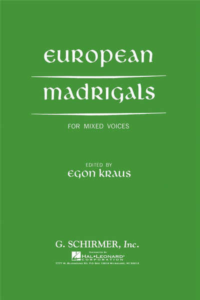 Schirmer European Madrigals For Mixed Voices