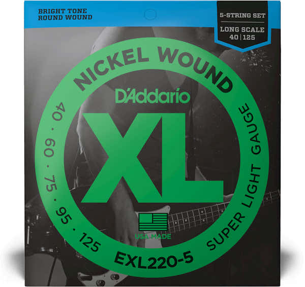 D'ADDARIO EXL220-5 Nickel Wound Long Scale Super Light 5C 40-125