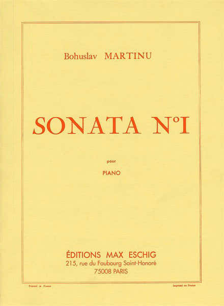 Edition Max Eschig MARTINU - SONATE N 1 - PIANO