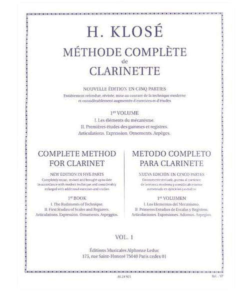 Leduc Méthode Complète De Clarinette Vol.1 - Klosé