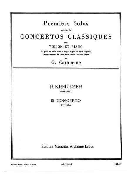Leduc KREUTZER R. - SOLO N°1 FROM CONCERTO N°9 IN E MINOR - VIOLON ET PIANO