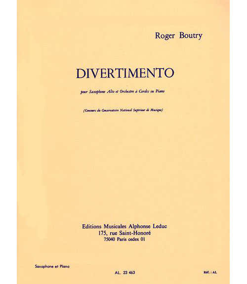 Leduc Boutry Roger - Divertimento - Saxophone & Piano