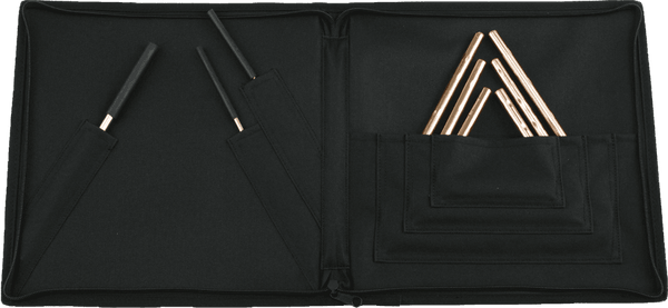 HAND HAMMERED TRIANGLES & STRIKER SET W/ATTACHE CASE