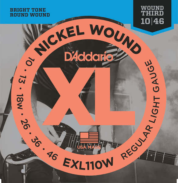 D'ADDARIO NICKEL STRINGS FOR ELECTRIC GUITAR EXL110W REGULAR LIGHT 3RD STRING WITH NET 10-46