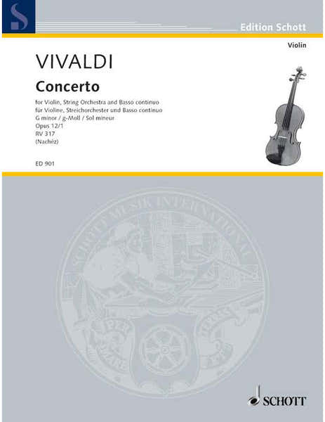 Schott Vivaldi - Concerto G Minor Op. 12/1 Rv 317 / Pv 343 - Violon String Orchestre Et Orgue