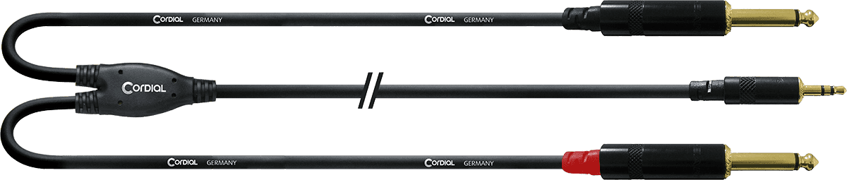 AUDIO CABLE MINIJACK STEREO - 2 MONO JACK 90 CM