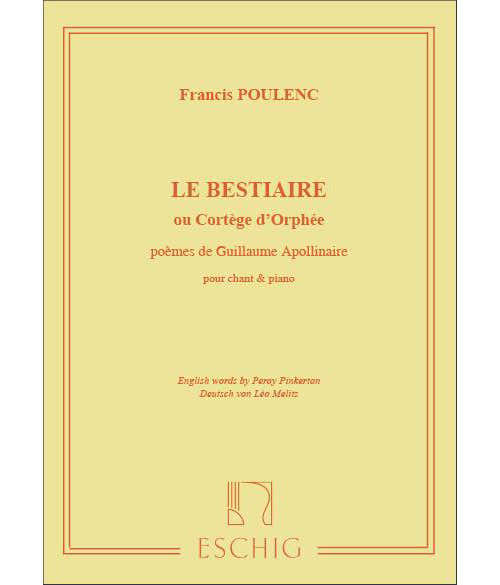 Edition Max Eschig Poulenc F. - Le Bestiaire - Chant et Piano