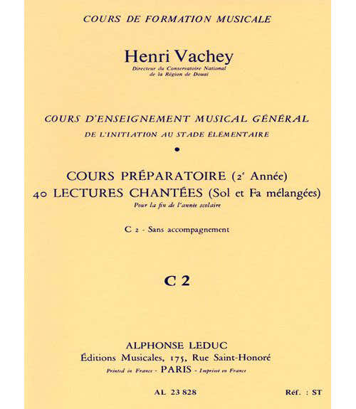 Leduc Vachey Henri - 40 Lectures Chantees C2 (preparatoire)cle De Sol & Fa Melangees - Sans Accompagnement