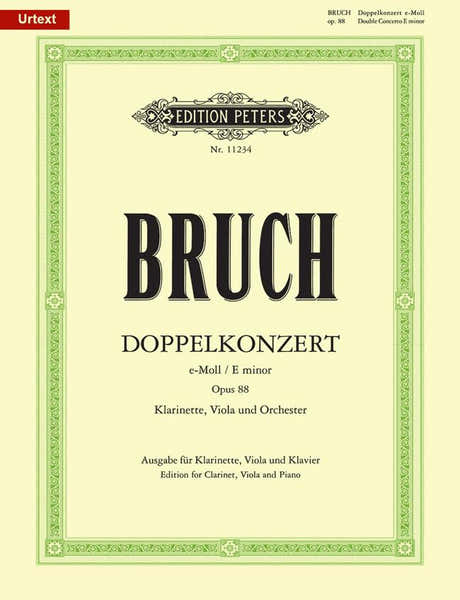 Edition Peters Bruch Max - Double Concerto Op.88 - Clarinette Alto & Piano