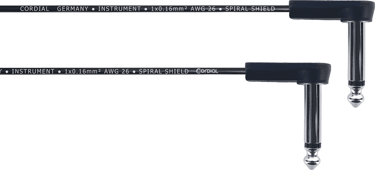 FLAT GUITAR PATCH CABLE WITH ANGLED JACK 15 CM