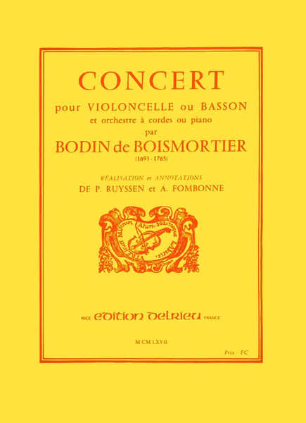 Edition Delrieu BOISMORTIER J. BODIN (DE) - CONCERT EN RE MAJ. - VIOLONCELLE PIANO