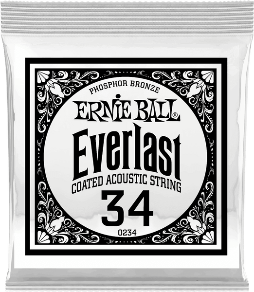 Ernie Ball .034 EVERLAST COATED PHOSPHOR BRONZE ACOUSTIC GUITAR STRINGS