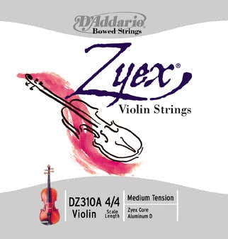 D'ADDARIO pack of 10 ZYEX violin string set 3/4 scale medium tension