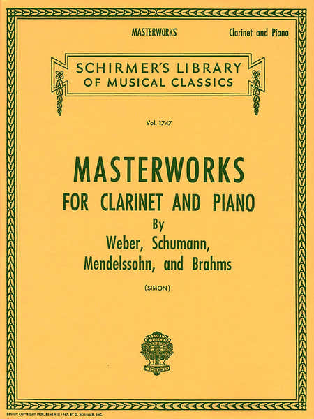 Schirmer Masterworks for Clarinet and Piano