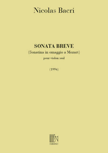 BACRI N. - SONATA BREVE OPUS 45 - VIOLON