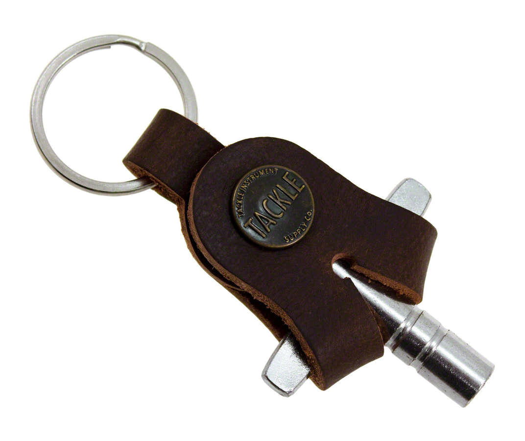 Tuning Key + Leather Keychain - Mahogany