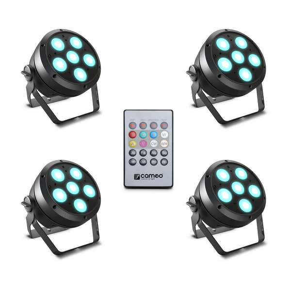 Cameo ROOT PAR 6 SET 1 - SET COMPOSED OF 4 X CLROOTPAR6 WITH INFRARED REMOTE CONTROL