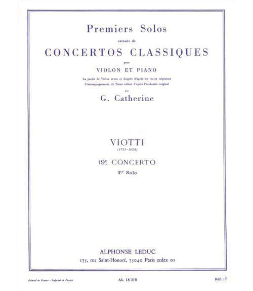 Leduc VIOTTI G.B. - SOLO N°1 DU CONCERTO N°19 - VIOLON & PIANO