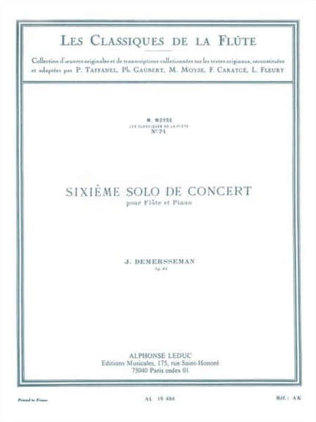 Leduc Demersseman J. - Sixieme Solo De Concert Op.82 - Flute
