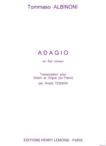 Lemoine Albinoni Tomaso - Adagio - Violon Piano
