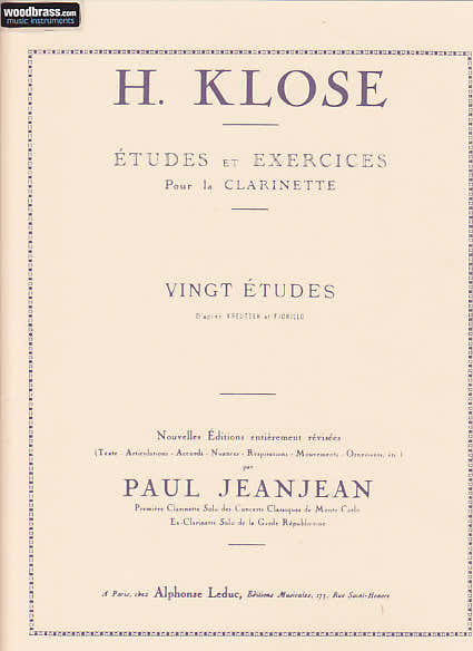 Leduc KLOSE - 20 ETUDES D'APRES KREUTZER ET FIORILLO - CLARINETTE