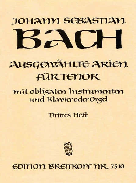 Edition Breitkopf Bach J.S. - Ausgewahlte Arien Fur Ténor 3