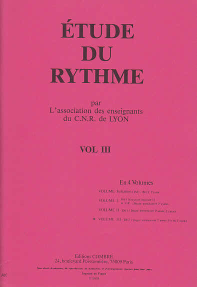 CNR De Lyon - Etude Du Rythme Vol Iii