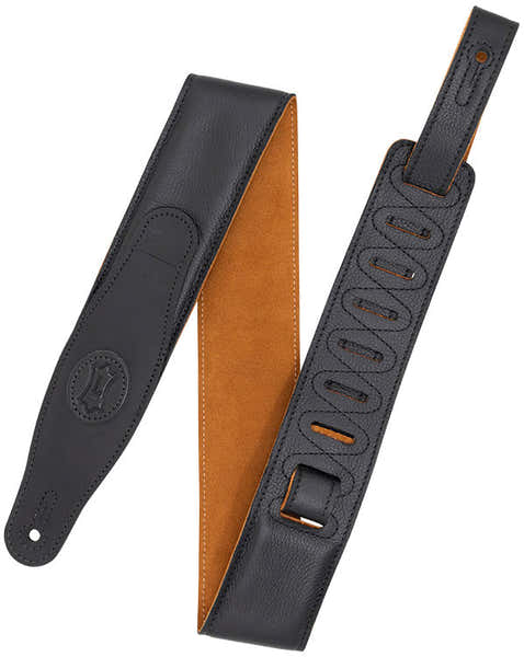 Levys PADDED LEATHER STRAP WITH COLORED SUEDE BACK 6,35 CM - BLACK-HONEY