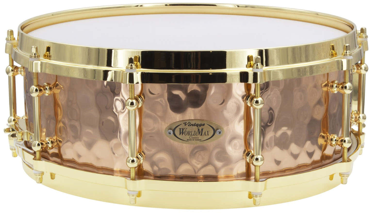 BZH-5014DHBR - Hammered Bronze Shell Series 14" x 5" Snare Drum - Die Cast Hoops