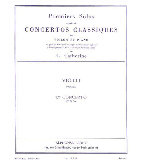 Leduc VIOTTI G.B. - SOLO N°1 DU CONCERTO N°12 - VIOLON & PIANO