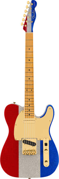 Telecaster Signature Buck Owens Mn Red Silver Blue Sparkle