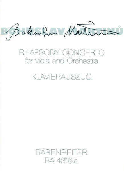 Barenreiter Minu Bohuslav - Rhapsody Concerto - Alto Piano