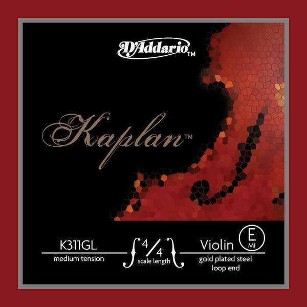 D'ADDARIO SINGLE STRING (E) GOLD-PLATED FOR VIOLIN KAPLAN EXTREMITY WITH 4/4 HANDLE LOOP MEDIUM TENSION