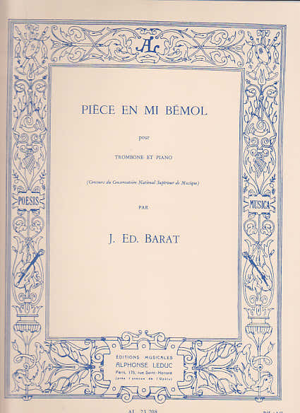 Leduc BARAT - PIECE EN MI BEMOL POUR TROMBONE & PIANO