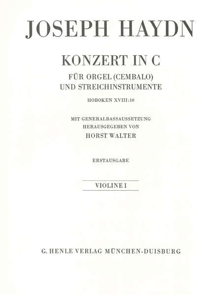 Henle Verlag Haydn J. - Concerto For Organ (harpsichord) With String Instruments C Major Hob. Xviii:10