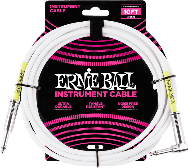 Ernie Ball Instrument Cables Classic Jack/jack Angled 3M White