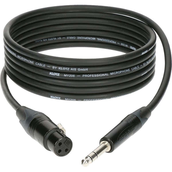 Klotz M1 MIC CABLE BLACK 5M XLR 3 FEMALE - JACK 3P CONNECTOR METAL BLACK