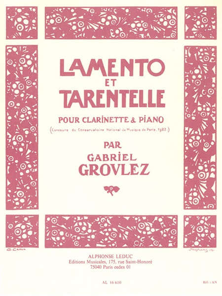 Leduc Lamento Et Tarentelle pour clarinette et piano