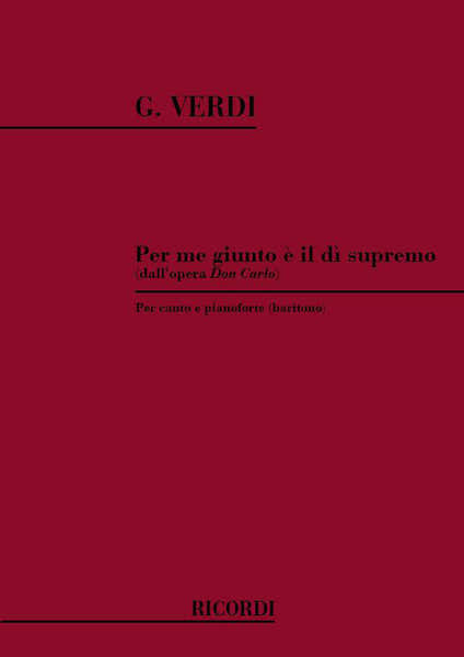 Ricordi VERDI G. - PER ME GIUNTO E' IL DI' SUPREMO - CHANT ET PIANO