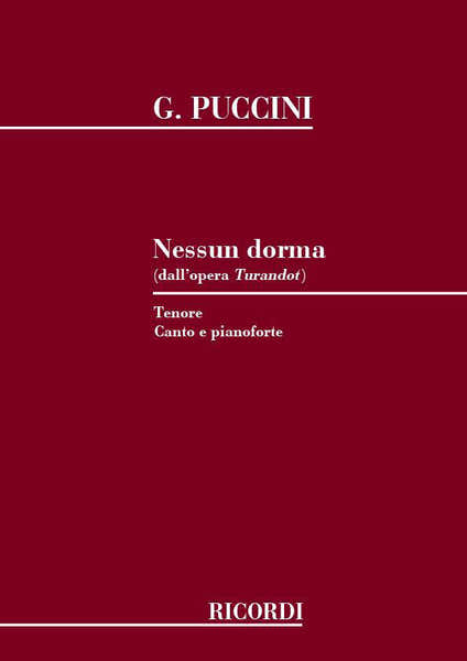 Ricordi PUCCINI G. - NESSUN DORMA - CHANT ET PIANO