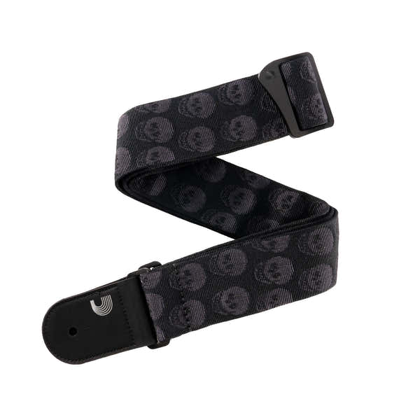 D'ADDARIO Woven Guitar Strap Skulls Black Tubular