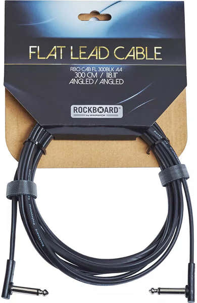 Rockboard Flat Instrument Cable 3 M Angled/Angled - Black