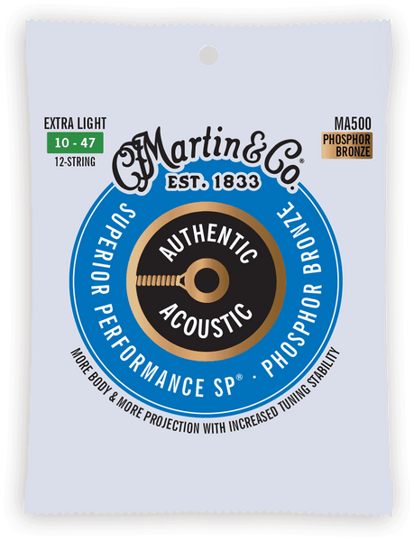 C.F. Martin & Co MA500 AUTHENTIC SP EXTRA LIGHT 92/8 PHOSPHOR BRONZE EX. LIGHT 10-14-23-30-39-47 12 STRINGS