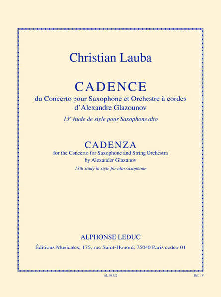 Leduc Cadence du concerto pour sax et orchestre a cordes