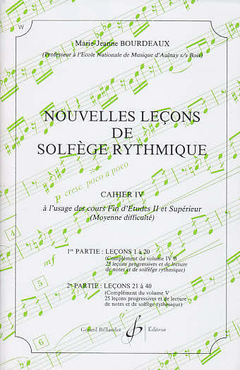 Billaudot Bourdeaux MARIE-jeanne - Nouvelles Lecons De Solfege Rythmique Vol.4