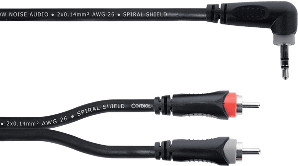 Y-Cable Angled Stereo Mini-Jack / 2 RCA 1,5 M