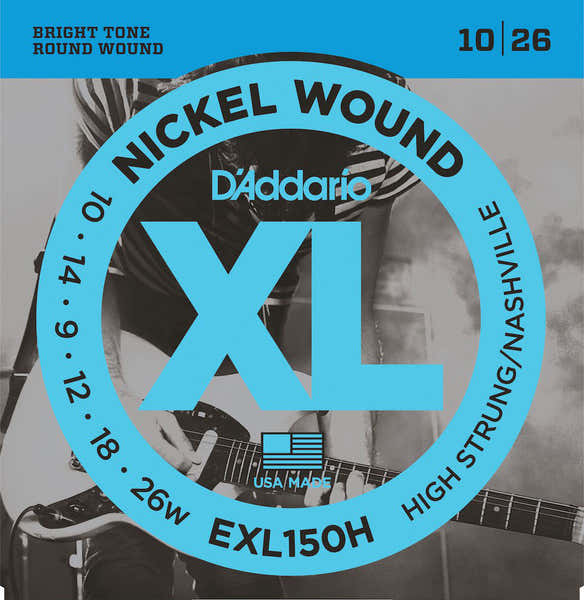 D'ADDARIO EXL150H NICKEL WOUND ELECTRIC GUITAR STRINGS HIGH-STRUNG/NASHVILLE TUNING 10-26