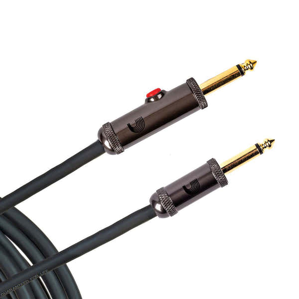 D'ADDARIO 3m CIRCUIT BREAKER INSTRUMENT CABLE WITH LATCHING CUT-OFF SWITCH STRAIGHT PLUG
